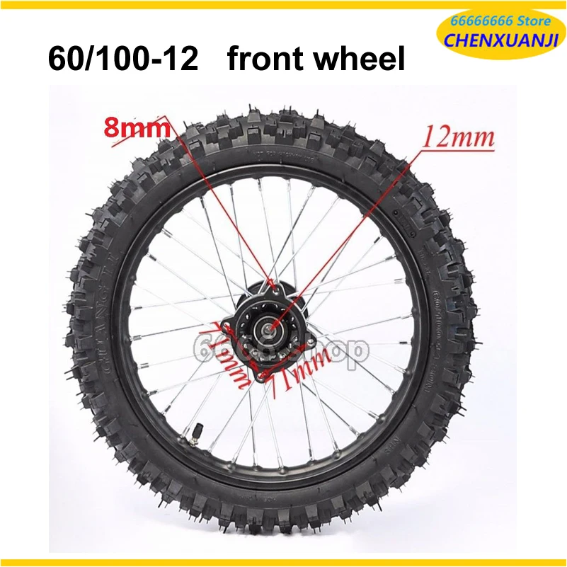 60/100-14 80/100-12 Motorcycle Frontoff-road Tires for Dirt Pit Bike CRF50 XR RFZ125 Front/Rear Wheels Parts