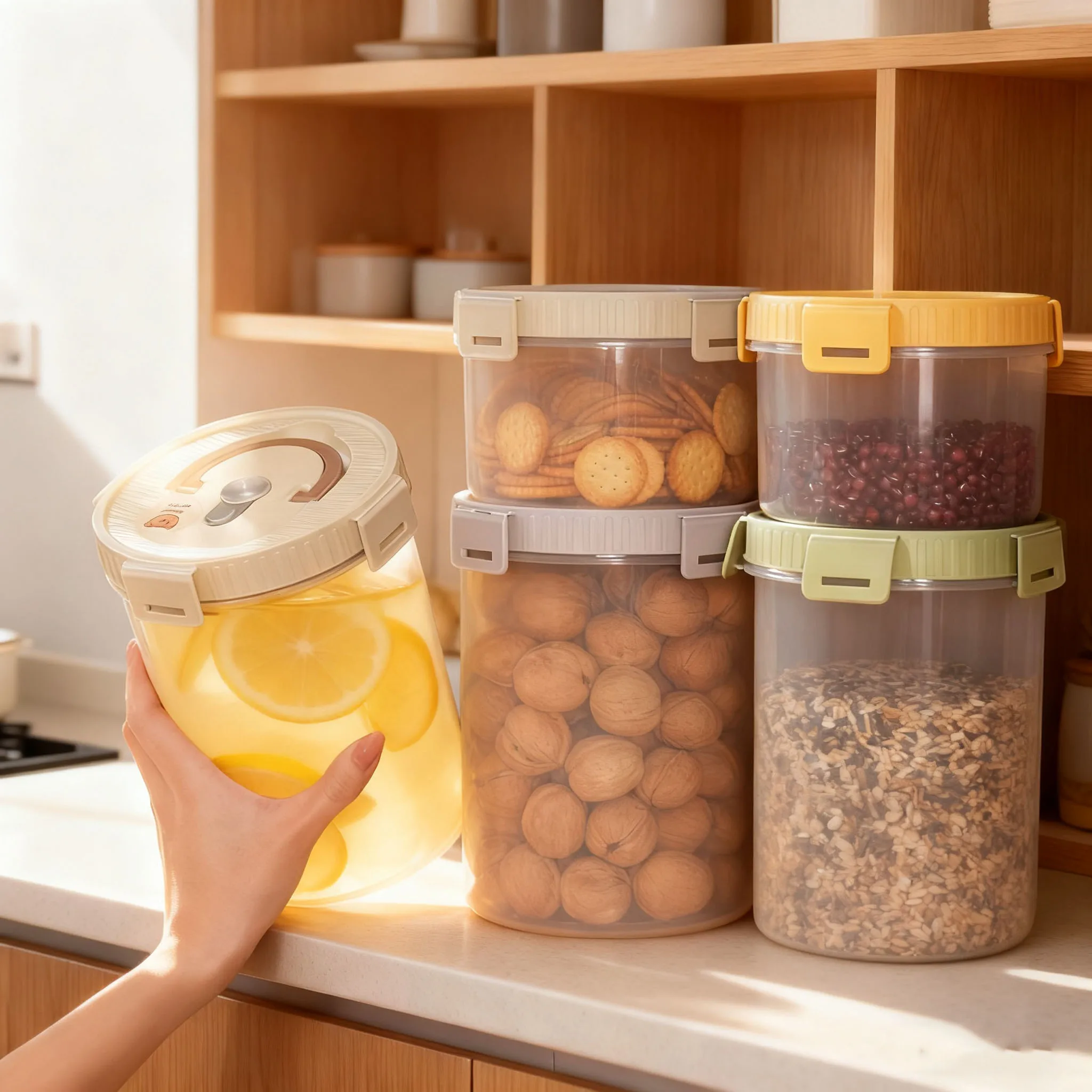Герметичная бутылка для хранения продуктов, пластиковый влагостойкий резервуар для зерна, коробка для хранения сухофруктов и круп, кухонный органайзер для хранения