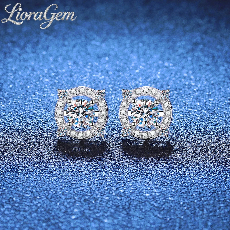 

LioraGem Crown Four-claw Moissanite Stud Earrings for Women, A Two-wear Fashion and Versatile Earrings Platinum PT950 Stamp