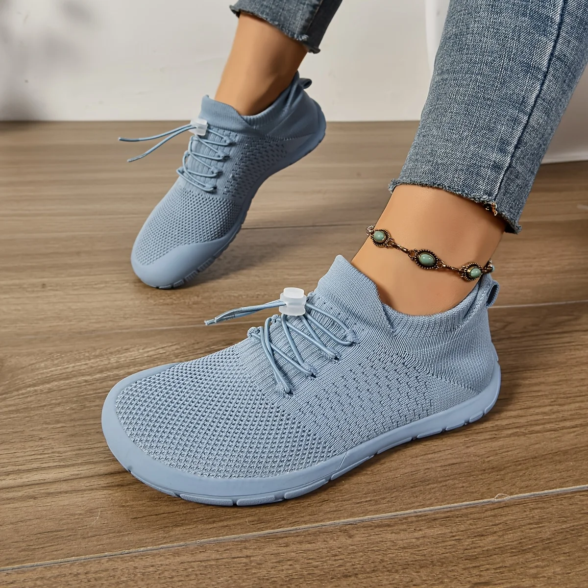 أحذية رياضية نسائية واسعة المقاس، أحذية بسيطة حافي القدمين قابلة للتنفس، شبكة واسعة العرض، أحذية مشي مريحة كاجوال