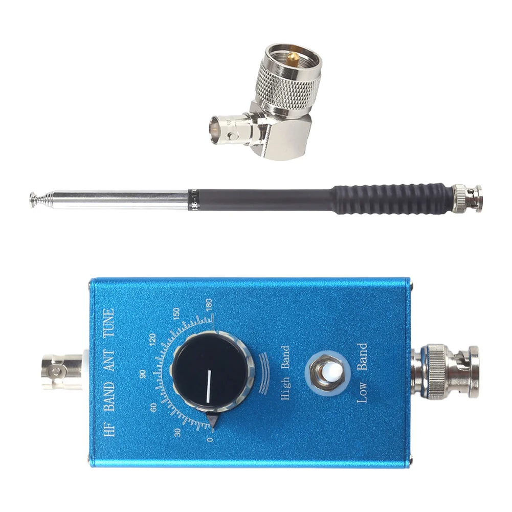 BNC Male Connector Blue 20W Radio Tuner Wide-band HF Coverage FM Reception Capability High Low Band Switch Retractable Design