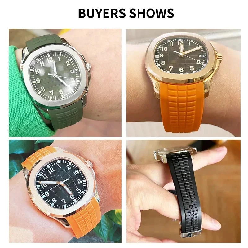 Imported 21mm Sweatproof Silicone Watchband for Patek Philippe 5167r Grenade Aquanaut Series Steel Convex Nails Watch Strap