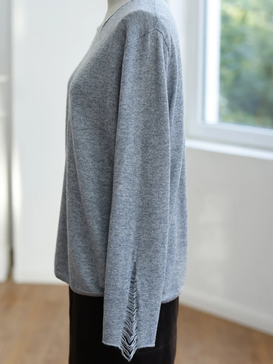 

Комплект из трикотажного свитера из шерсти и льна и брюк с широкими штанинами Camere, осень 2025, женский, премиум-класса, дышащий, с дизайном из высококачественной пряжи, хит продаж