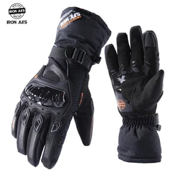 IRON JIA’S Guantes moto invierno, Guantes motociclista Protector de pantalla táctil Cálido, Guantes impermeable para moto A prueba de viento Montando