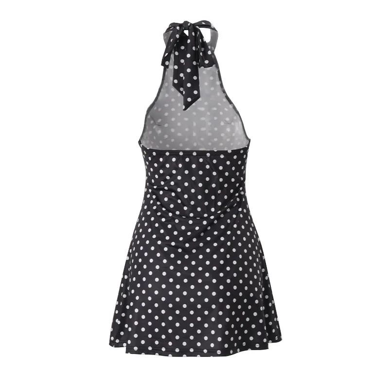 Sexy Neckholder-Kleid mit Polka-Dot-Print für Damen, elegantes Partykleid, schmal geschnitten, rückenfrei, ärmellos, Minikleid, Sommer-Urlaubsoutfits – Detail 30