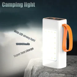 100000mAh High Capacity New Power Bank 120W Fast Charger Power Bank for Xiaomi IPhone Laptop Battery with LED Flashlight Camping