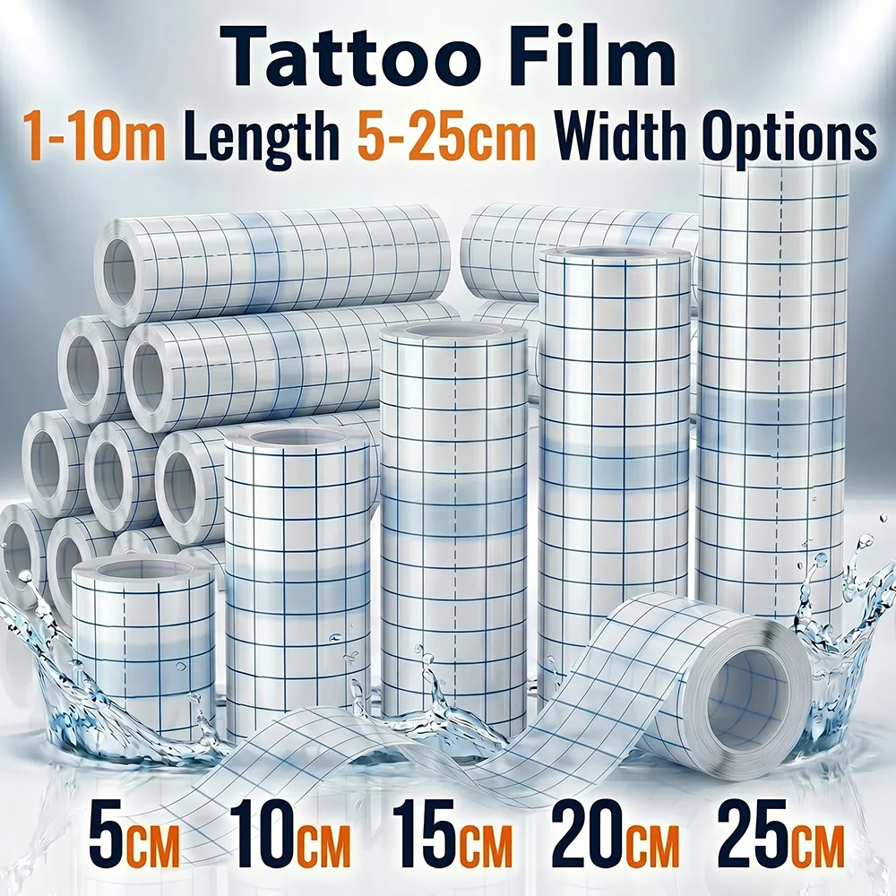 1-10m Waterproof Tattoo Healing Film Roll 5-25cm Width Breathable Protective Tattoo Aftercare Wrap PU Film Tattoo Accessories