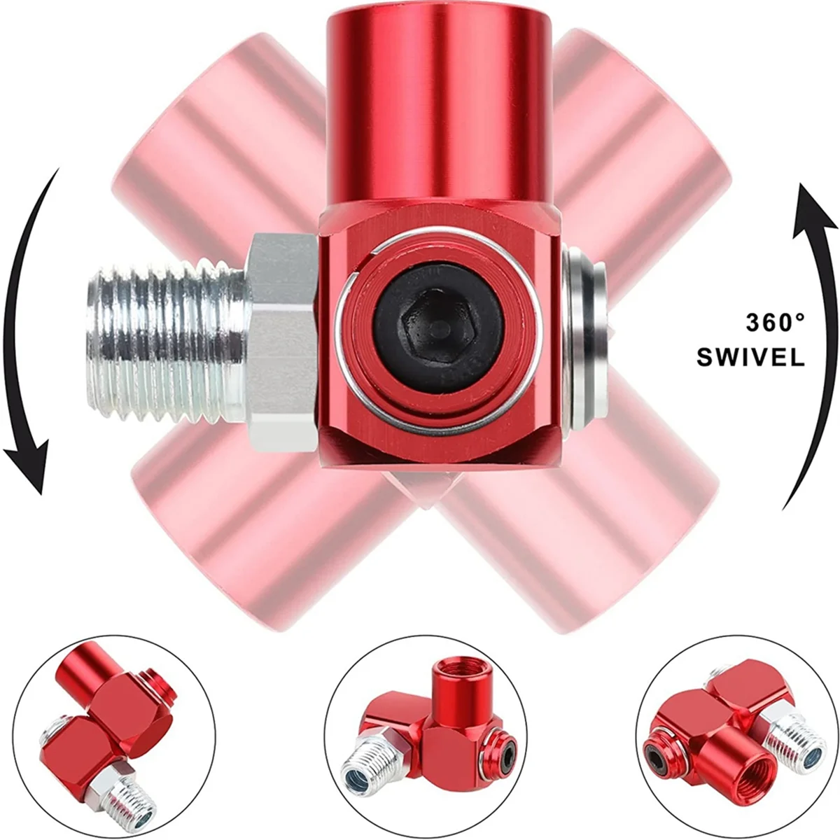 4Pc 360 Degree Swivel Air Hose Connector 1/4In NPT Industrial Air Fittings Pneumatic Tool Adapter Air Hose Joint Coupler