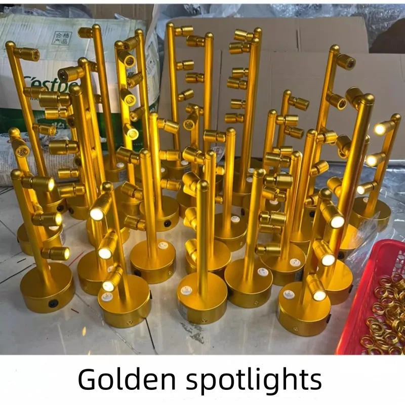 Gold Led Counter Charging Pole Spotlights Display Cabinet Jewelry Columns Jade Display Exhibition Hall Mobile Battery Light Lamp