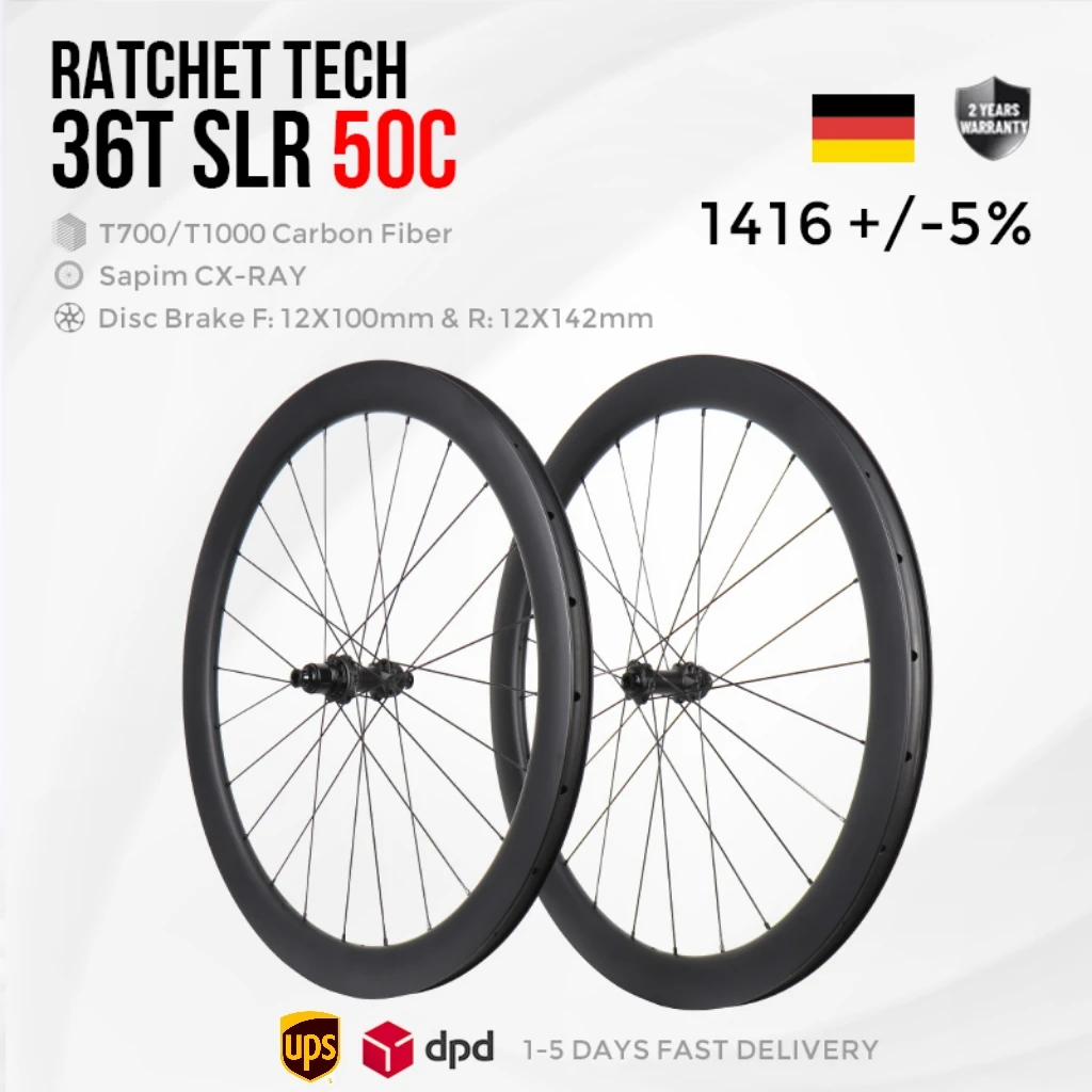 Zestaw kół szosowych 700C T700 T1000 50mm z hamulcami tarczowymi, matowe, 21mm, karbonowe, piasta HG XDR 36T z mechanizmem zapadkowym, szprychy Sapim CX-Ray, dostawa z Niemiec w 2-3 dni.