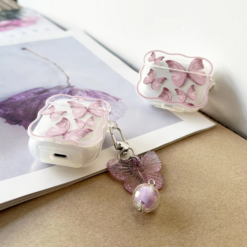 For Airpods 3 Case With Butterfly Pendant Soft Glitter TPU Protective Cover for Airpods 1/2/Pro view 4