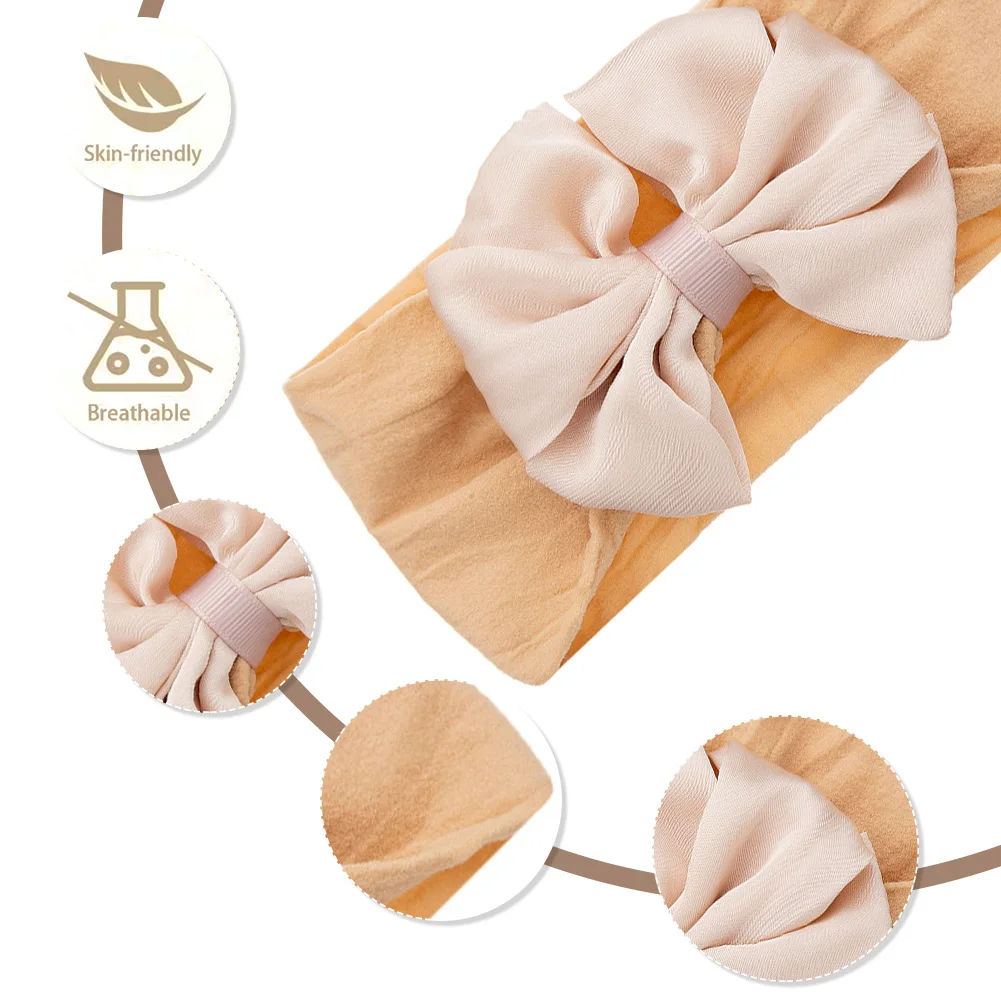 Solid Silk Bow Baby Headbands Elastic Nylon Hair Bands Infant Boys Girls Headwraps Toddler Headwear Kids Hair Accessories