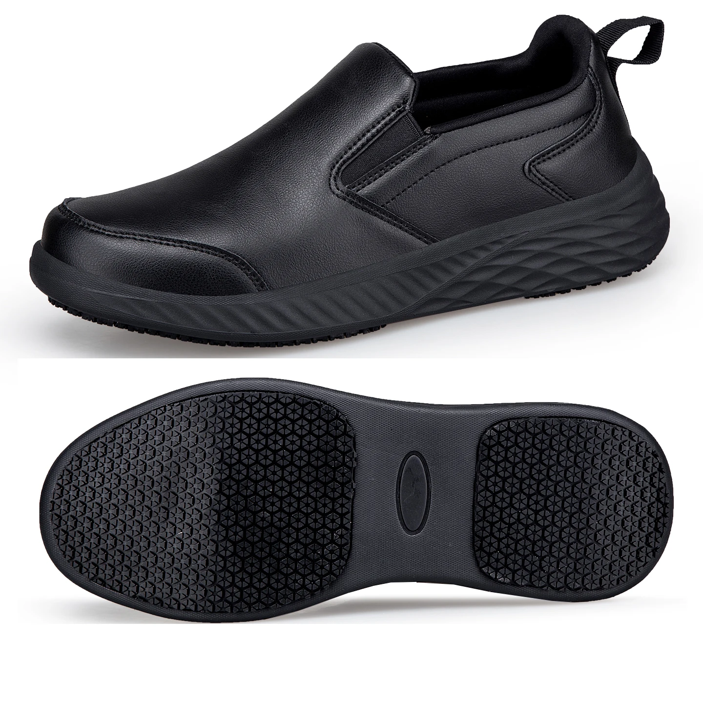 

Men's Leather Chef Clogs Safety Shoes Super Anti-Skid Casual Sneakers Comfort Walking for Kitchen Working Sports Non-Slip