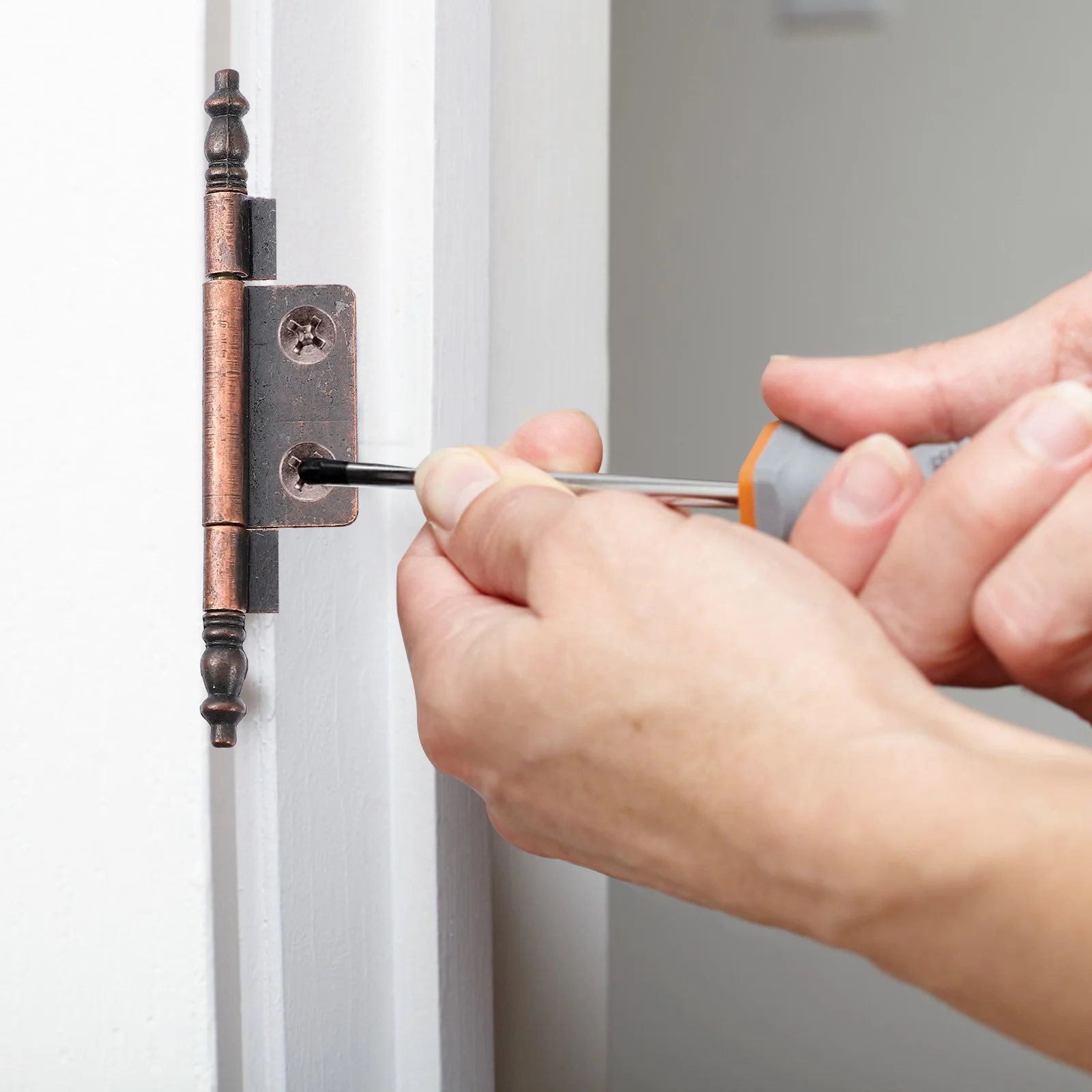 

1Set Crown Style Cabinet Hinges Heavy Duty Non-Mortise Door Hinges Thickened Durable Suitable for Closet Cupboard Furniture