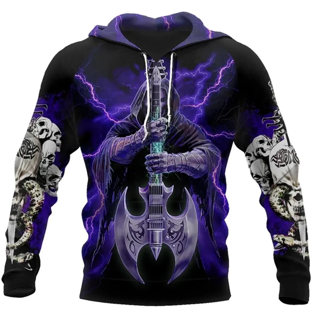 2023 Fashion Men's Hoodies 3D Skull Print Autumn New in Sweatshirts Harajuku Street Vintage Clothing Loose Pullover Hoodies