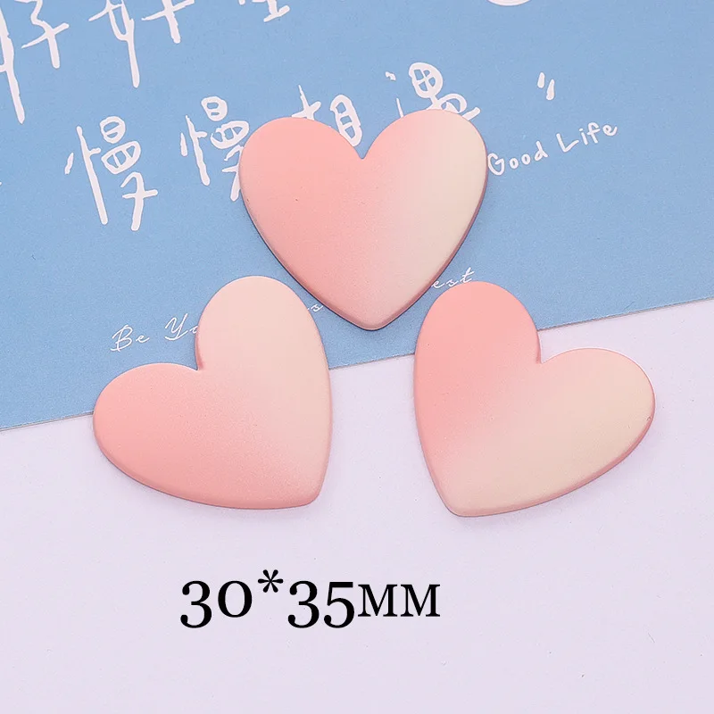 Kawaii Gradiente Cor Resina Flat Back Cabochão, Scrapbook, Acessórios Headwear, Artesanato DIY, Coração de Pêssego, 100Pcs