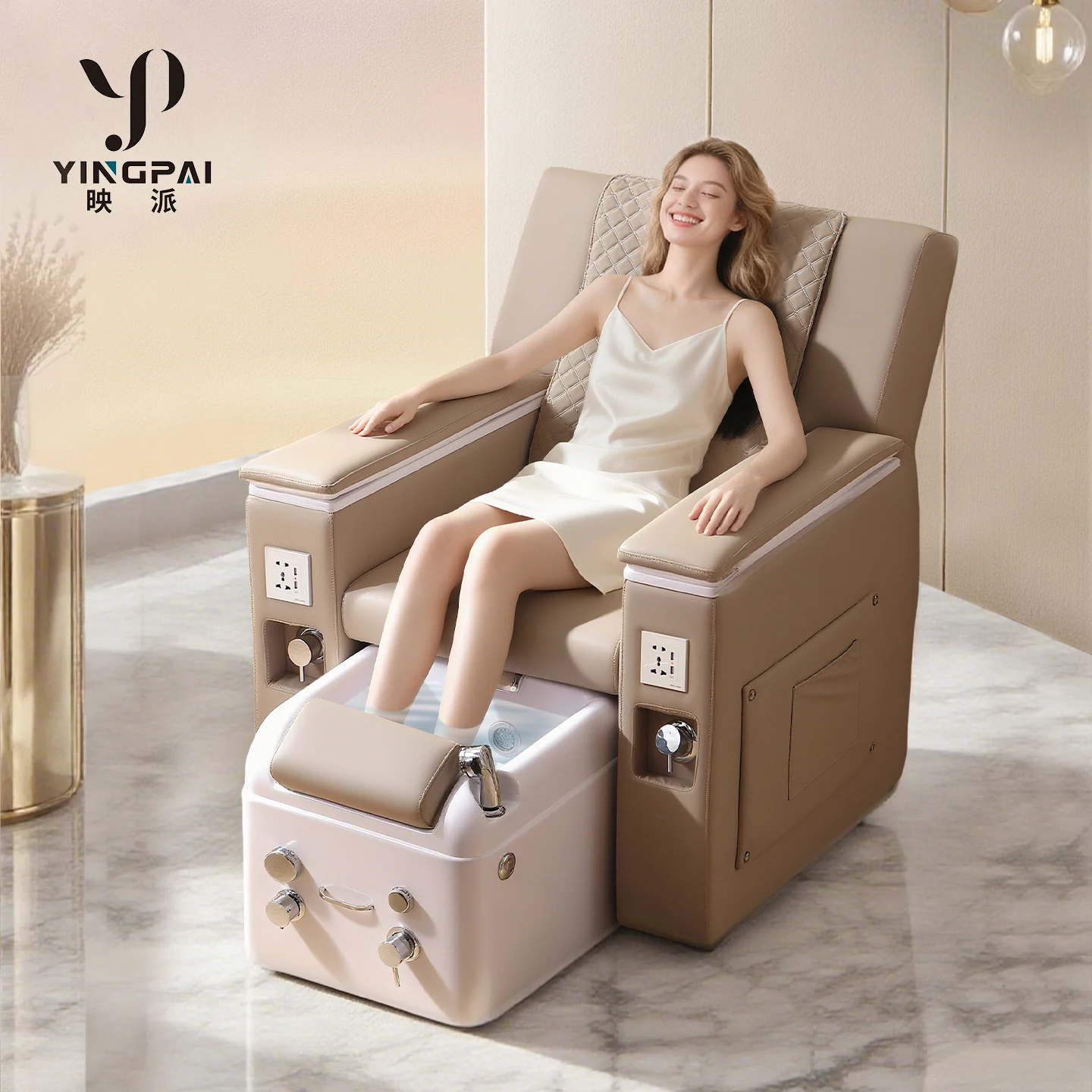 

Factory Electric Foot Spa Massage Sofa Back Massage Surfing Jet Pedicure Station Adjustable Back Commercial Salon Spa Furniture