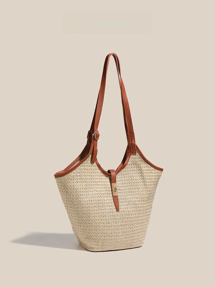 

Новинка 2025 года, большая женская сумка для пригородных поездок, летняя тканая повседневная универсальная сумка через плечо, модная большая сумка