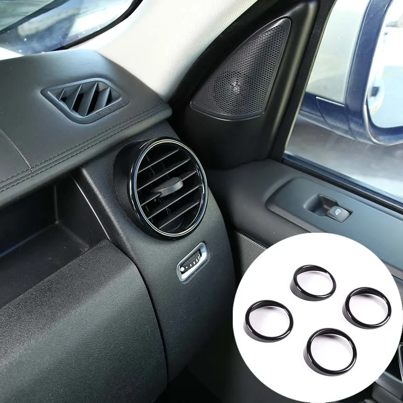

For Land Rover Discovery 4 2010-2016 Front Air Conditioner Air Outlet Ring Trim Sticker ABS Black Car Interior Accessories
