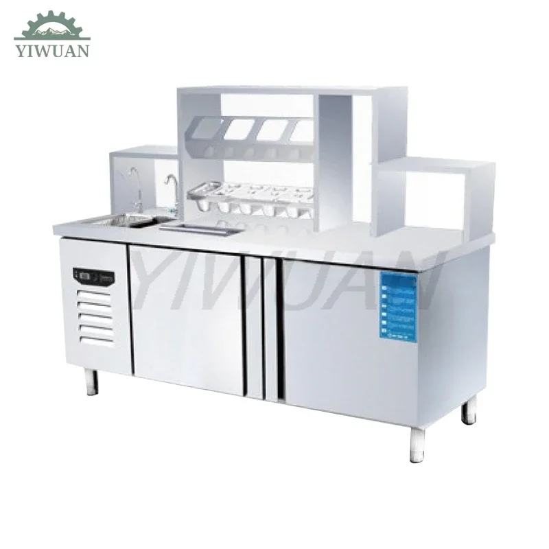 Factory Price Refrigerated Frozen Bubble Tea Working Bench Cocktail Station Bar Counter