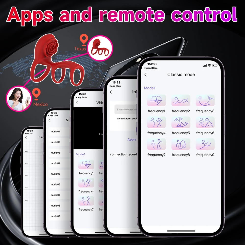 APP Remote Control Vibrating Cock Ring Penis Sleeve Rose Clitoral Stimulator Delay Penis Rings Vibrator Sex Toys for Men Couples - Image 4