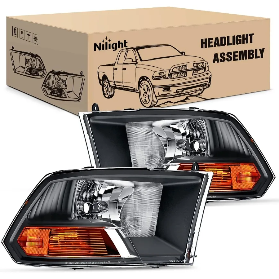 

Headlights Assembly for 2009 2010 2011 2012 Dodge Ram 1500 2500 3500 Dual Beam ModelOE Headlamp Replacement NOT for Quad Beam M