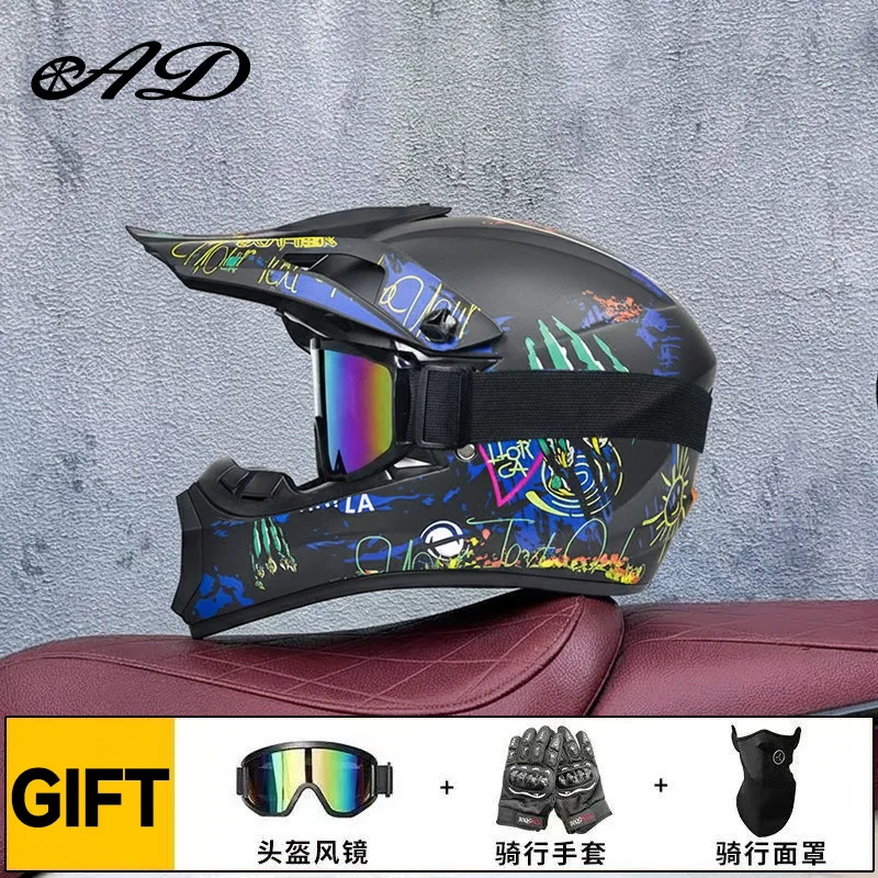Dot Certified Full Face Motorcycle Helmet Cotton Lining Crash-Resistant Abs Motocross Riding Motorcycle Helmets Ad Factory