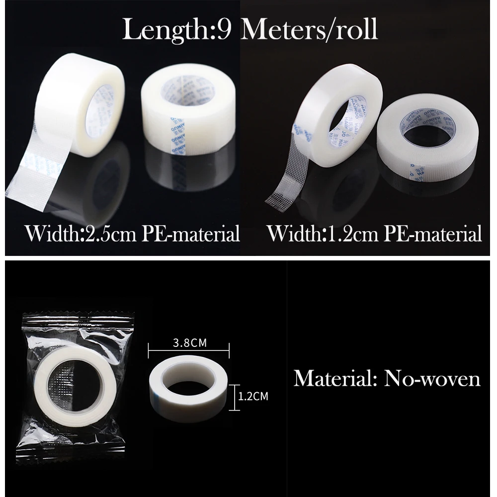 Eyelash Tape 2/5 Rolls Breathable Easy to Tear Medical Tape Non-woven Under White Silk Paper Patches for Eyelah Extension Tools