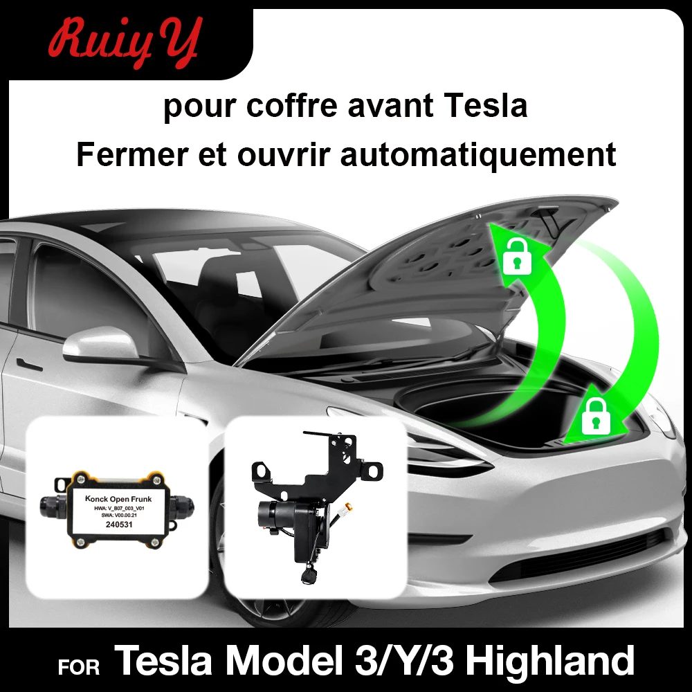 Picture: Electric Front Trunk Automatic Open/Close Sensor For Tesla Model 3 Y Highland 2021-2024 (Soft Closing Lock And Knock-Twice Open)