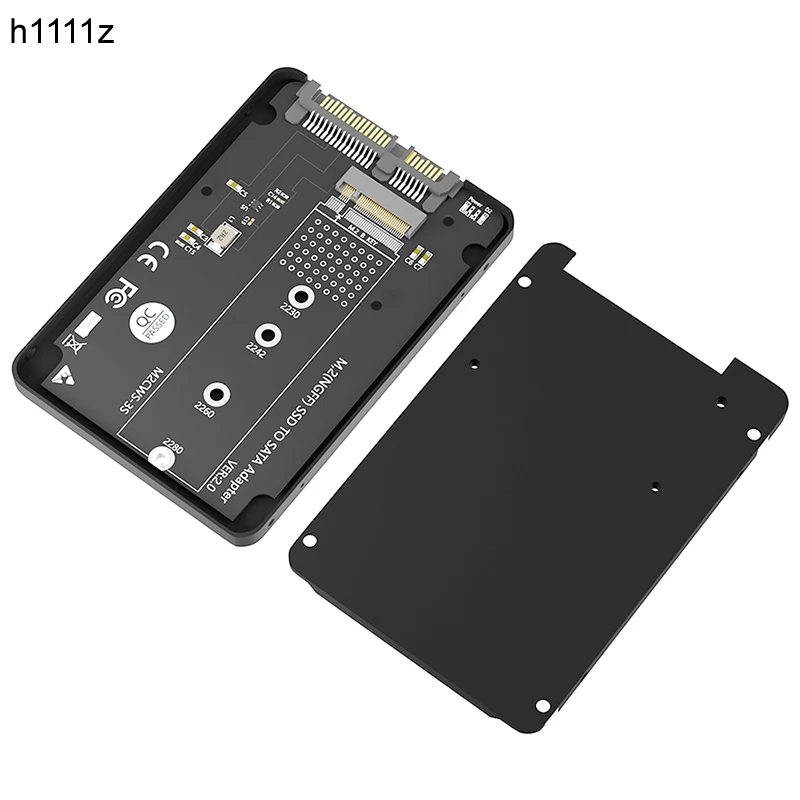 SSD Enclosure M.2 SATA SSD B กุญแจ SATA3.0อะแดปเตอร์2.5นิ้วกล่องอลูมิเนียมสีดำขนาด7มม. สำหรับ2230 2242 2260 2280 M2 SSD