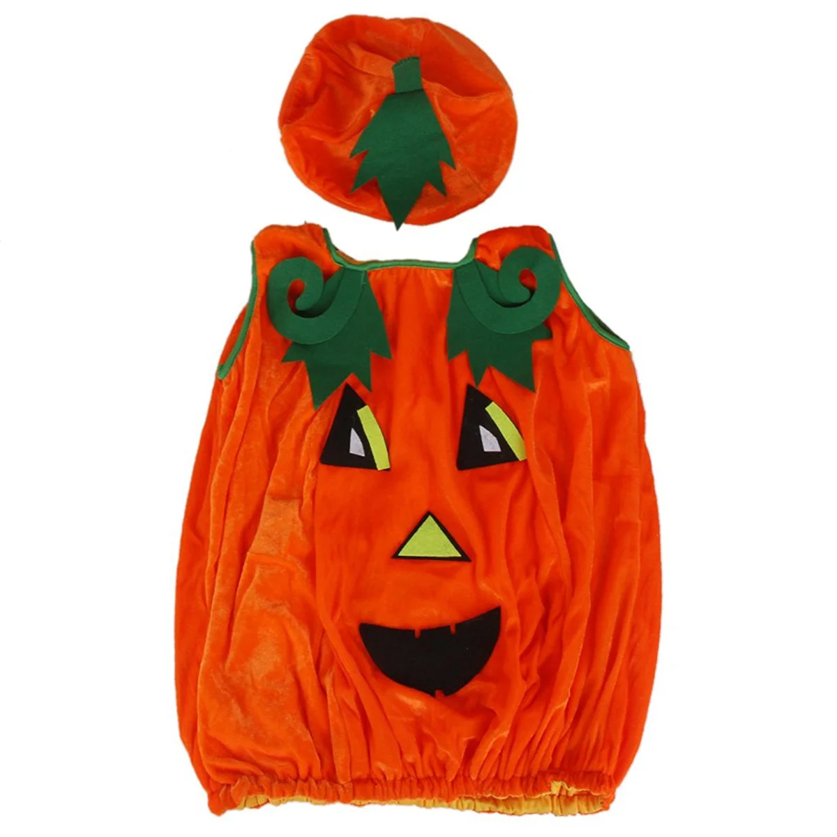 

Pumpkin Child Dress and Hat Suit Lightweight Durable Halloween Costume Clothes for Boys Girls 120cm Pumpkin Pattern