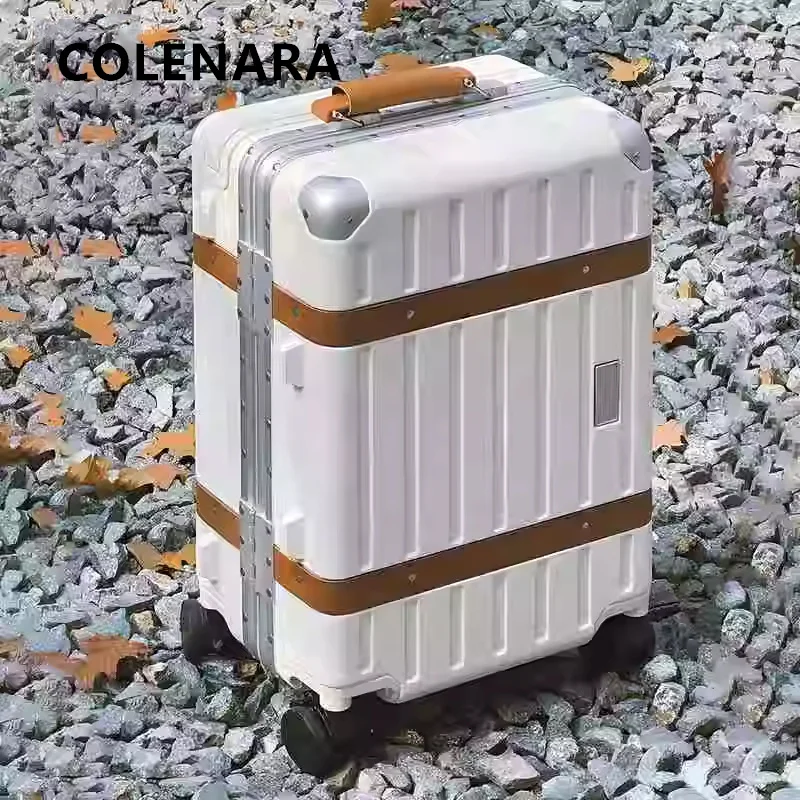 COLENARA Luggage Aluminum Frame Boarding Case 20 Inch PC Trolley Case 24