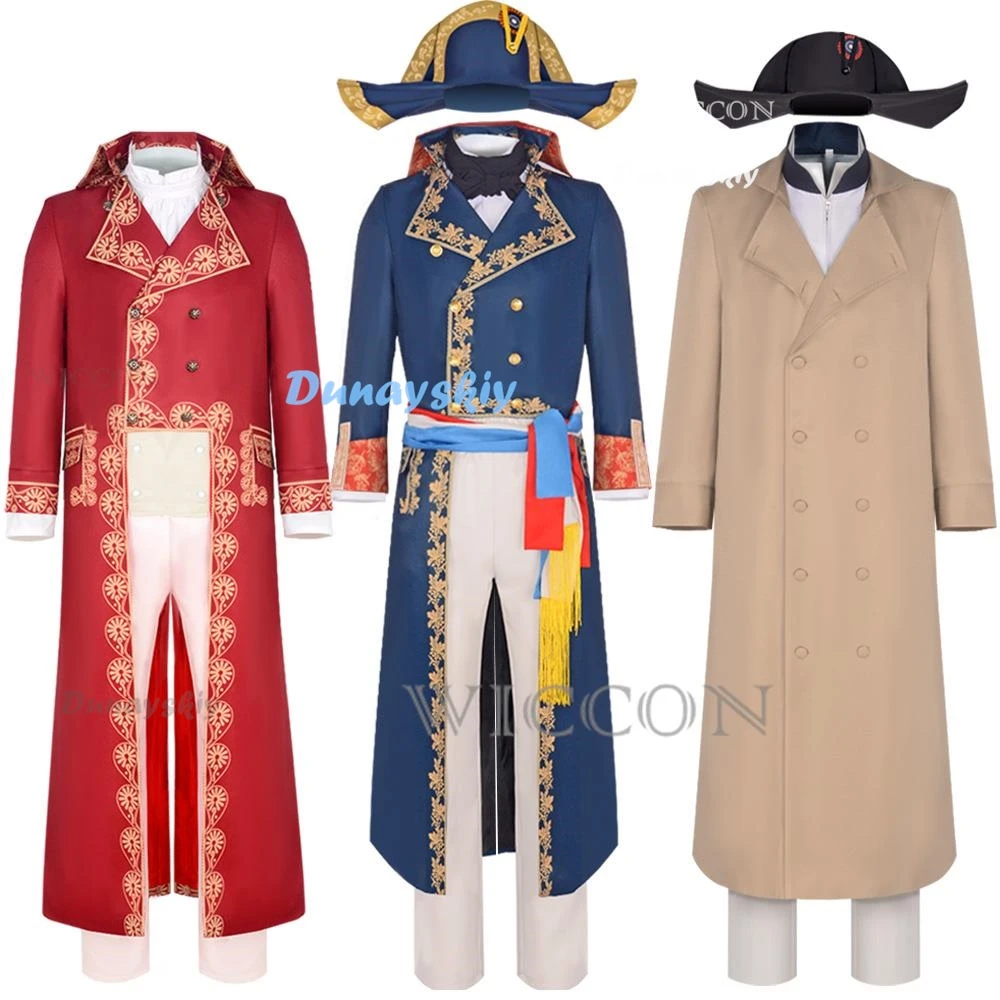 

18Th 19th Medieval Century Napoleon Cosplay Bonaparte Costume French Emperor Cosplay Military Uniform Hat Coat Pants Full Suit