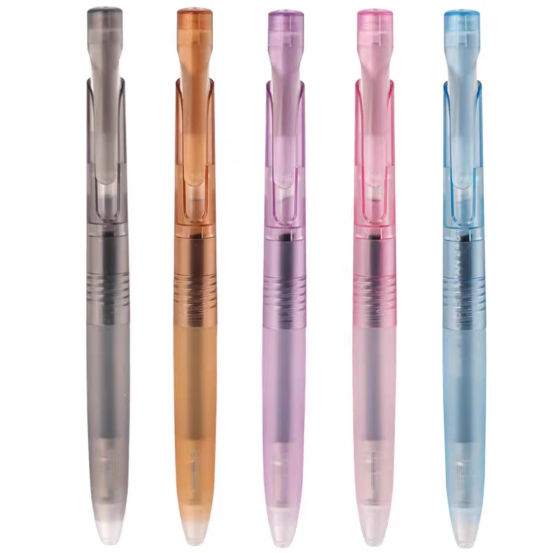 1pcs JJZ66 Ice Transparent Limited Blen  0.5mm Push Type Black Pen Low Center Of Gravity Japanese Stationery
