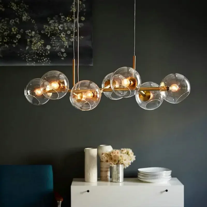 Nordic Loft Glass Ball Pendant Lights Creative Molecule Winehouse Living Room Kitchen Bar E14 Hanging Light Fixtures