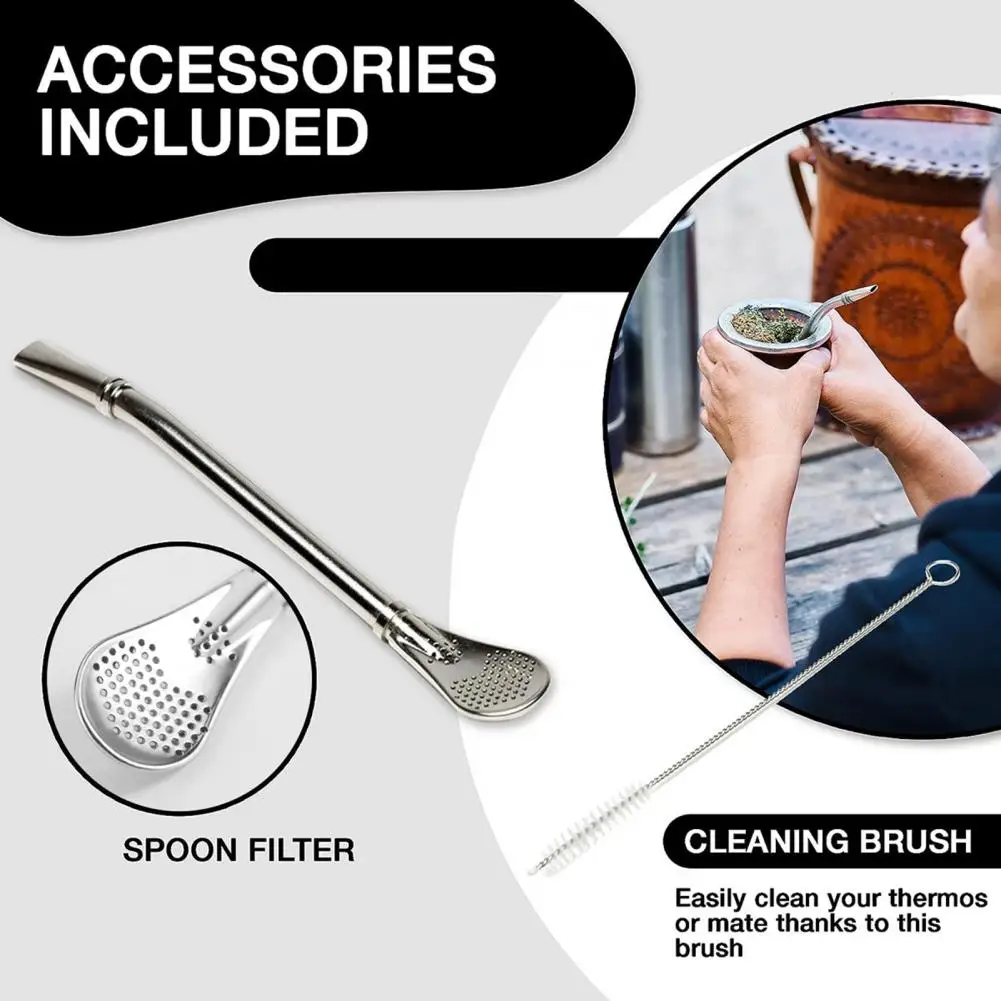 Yerba Mate Tea Cup Set Stainless Steel Gourd with Bombilla Yerba Mate Cup Set with Double Wall Stainless Steel Gourd Bombilla