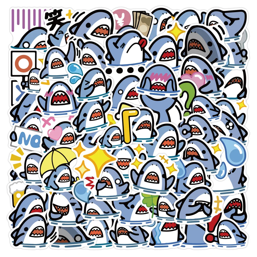 10/30/60PCS Cute Shark Stickers Animals Graffiti Decals for Kids DIY Skateboard Guitar Laptop Luggage Cartoon MEME Sticker Toys