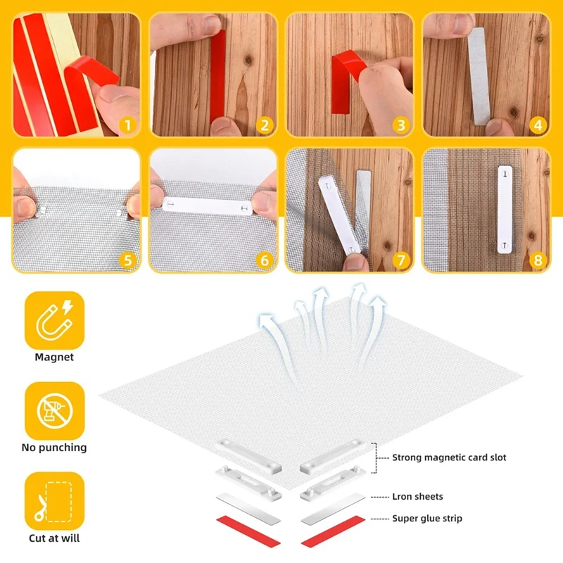 Magnetic Window Screen Clip, Ímãs magnéticos para proteção de tela de mosquito, sem perfuração, fixação forte, fivela de montagem