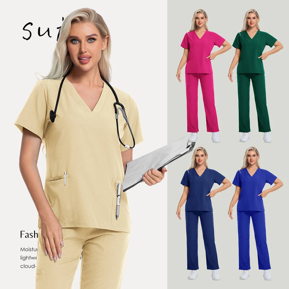 Wielokolorowy strój medyczny męski, kombinezon chirurgiczny, zestaw medyczny, uniform dla lekarza, uniform dla pielęgniarki stomatologicznej, uniform dla pielęgniarki w szpitalu dla zwierząt, uniform dla pielęgniarki w salonie kosmetycznym, hurtownia.