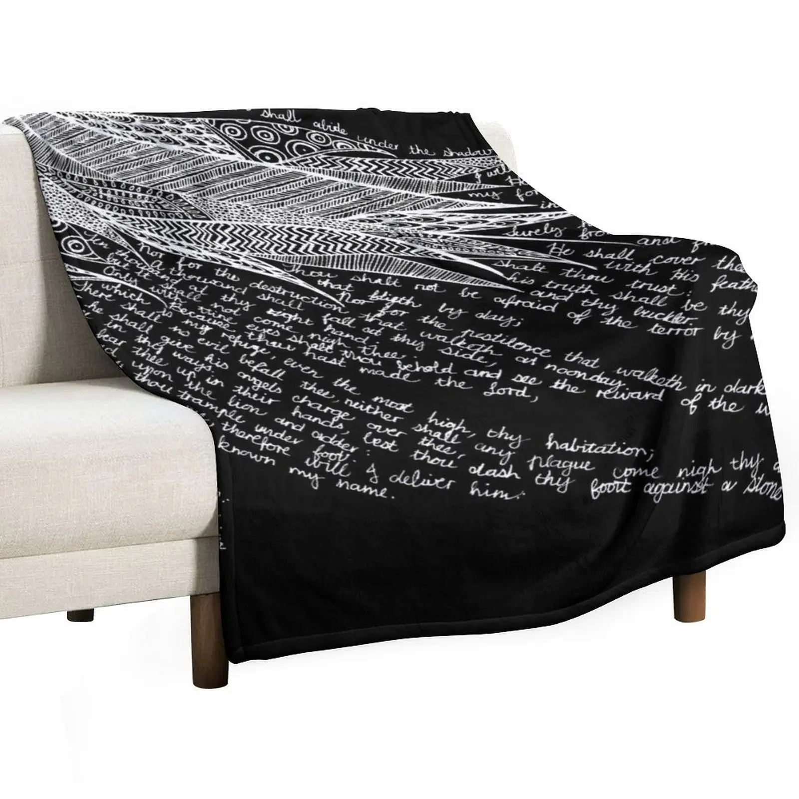 

Psalm 91 (on Black) Throw Blanket Soft Beds Heavy Kid'S Picnic Blankets