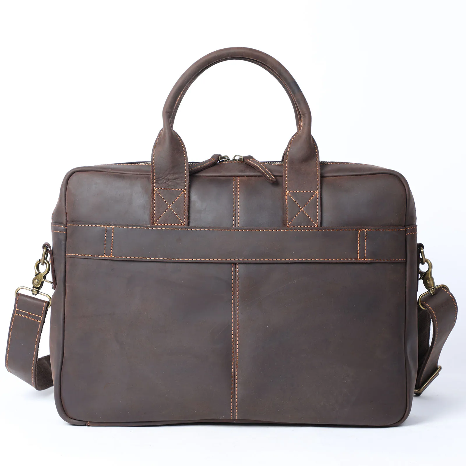 Vintage Echtleder Herren Aktentasche 15" Laptop-Tasche Arbeits- und Business-Herrentasche aus Crazy Horse Leder Schultertasche Handtasche – Detail 8