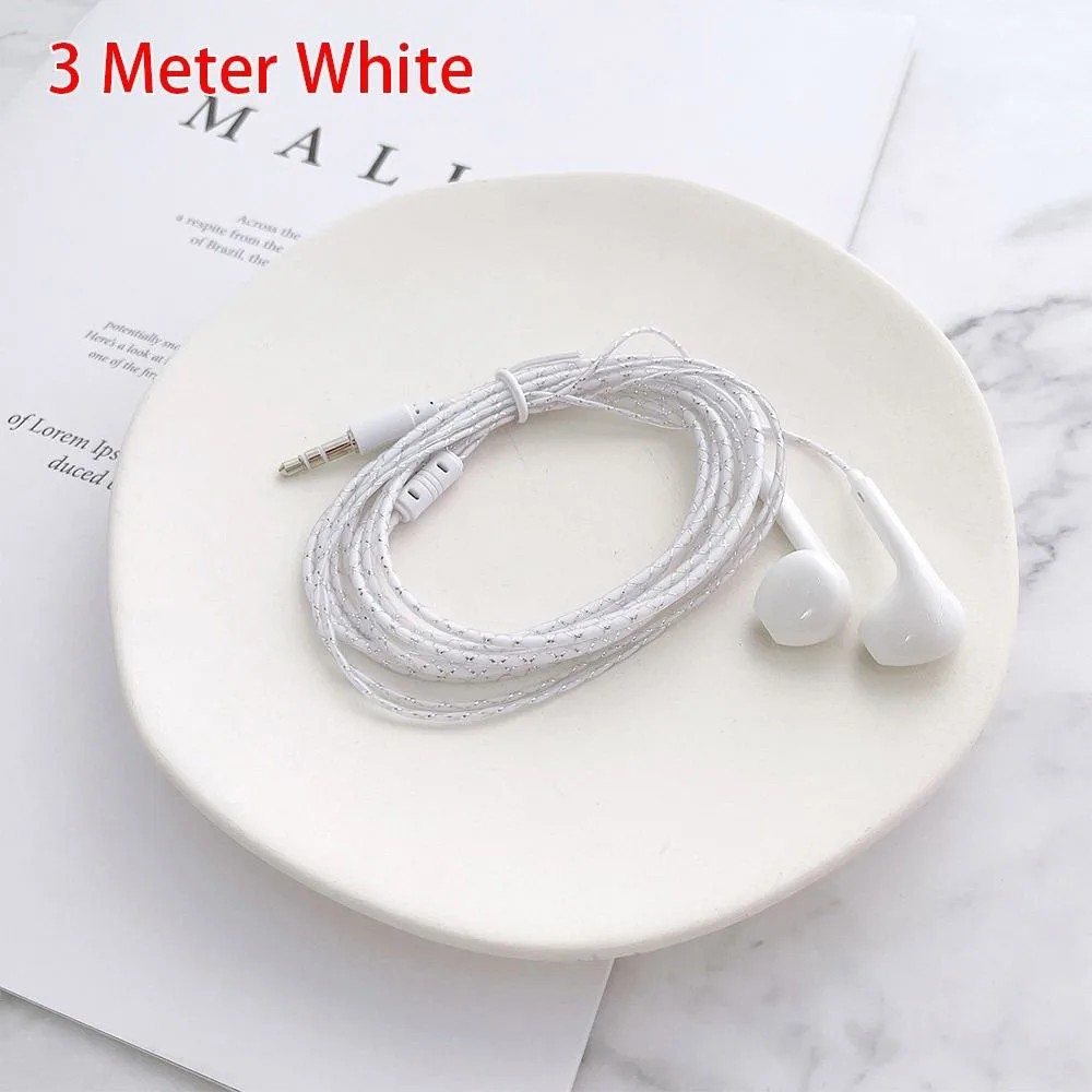 1Pcs 2m/3 Meters Cable Length Wired Headset Black White Monitoring Recording Bass Earplugs Anchor 3.5mm