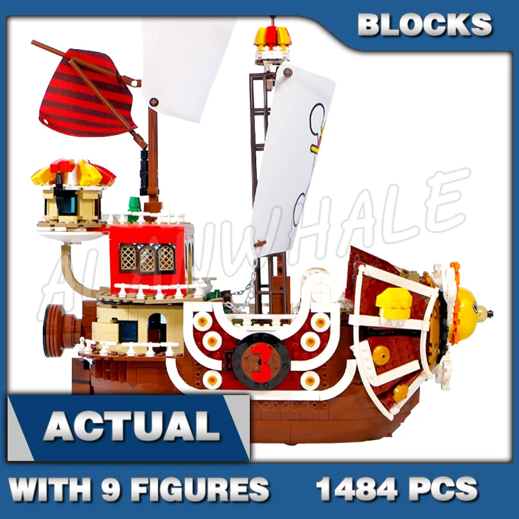 1484pcs Hat Pirate OP Sail Ship Thousand Sunny Boat Sea Robber Treasure SY6298 Building Blocks Toys Compatible With Model