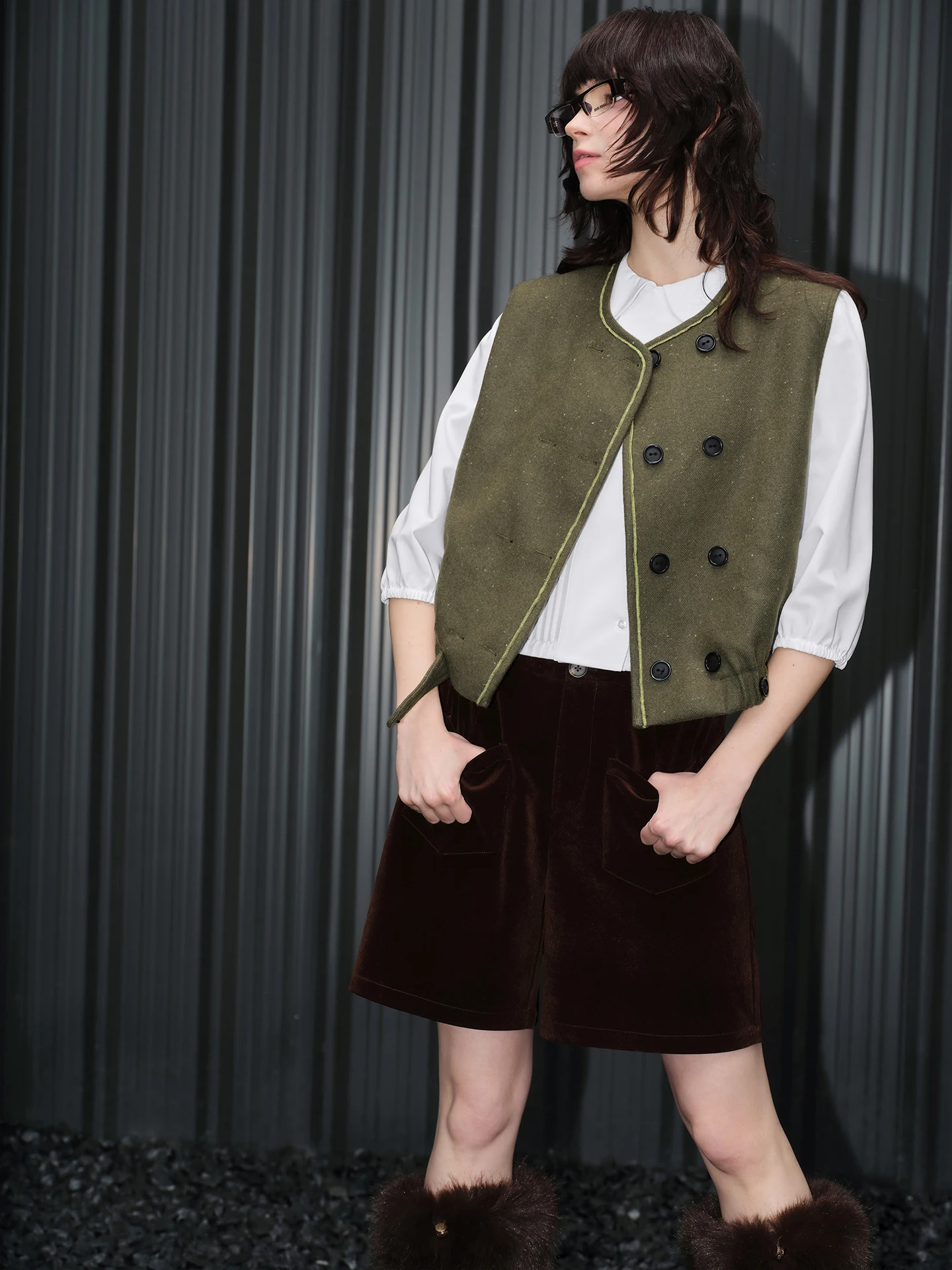 

een Svel Vest Jaet Women's Faion Simple Retro Design Spring 2026 Street Sle Mixed Fabric Loose Fit ort Length