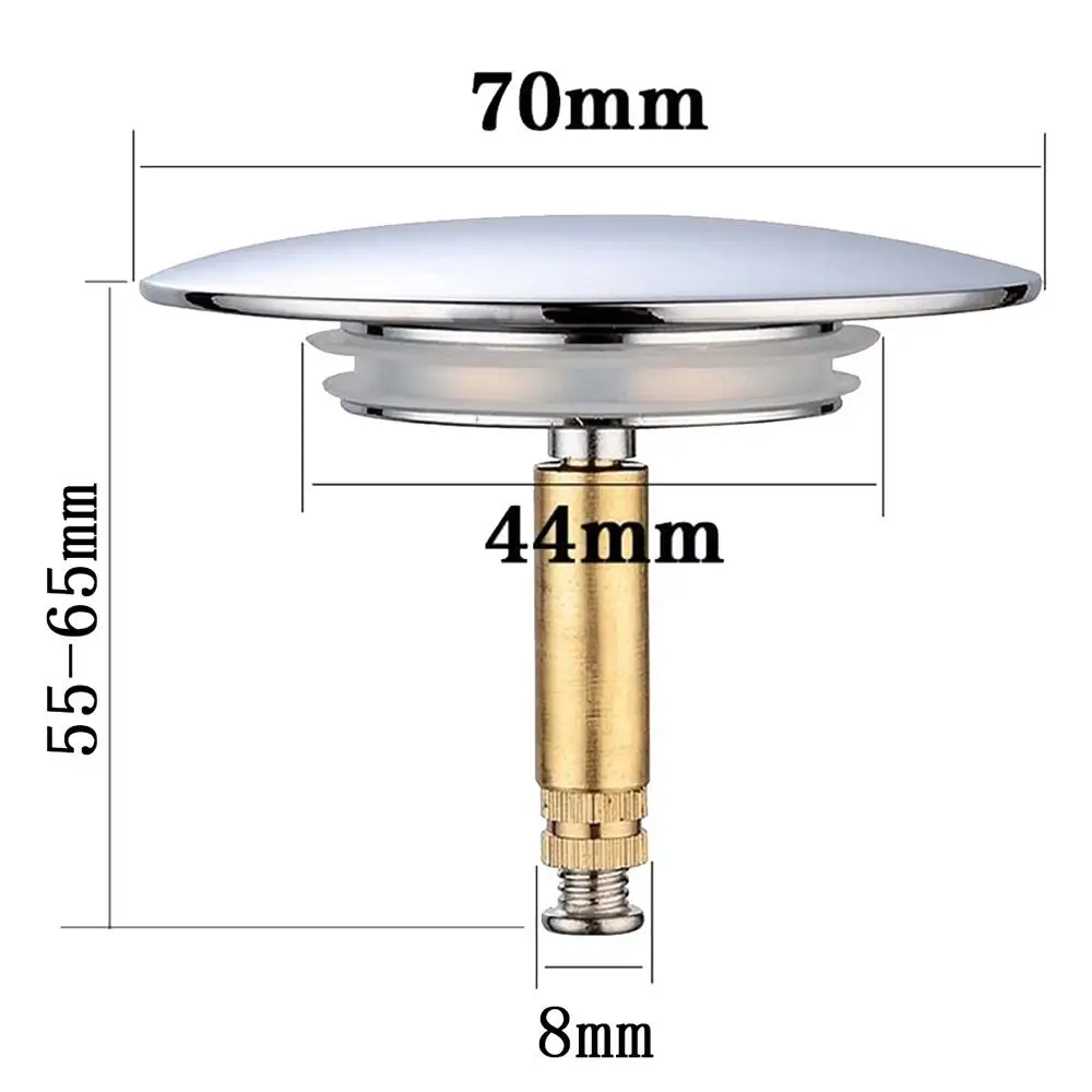 1Pcs Durable Pop Up Waste Stopper Bathtub Plug Brass Only Flat Seal Bath Stopper Adjustable 70mm Bathroom Tub Drain Filter