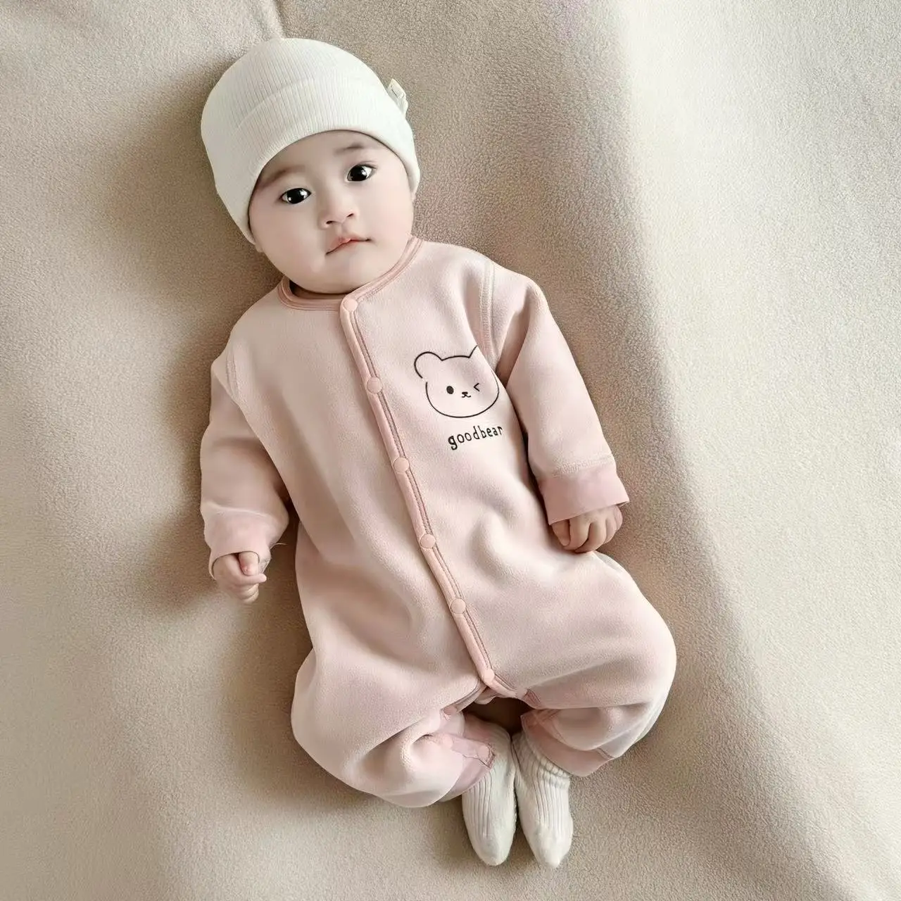 Somenie baby warm onesie spring autumn and winter fleece Romper men and women children warm fleece going out clothes baby