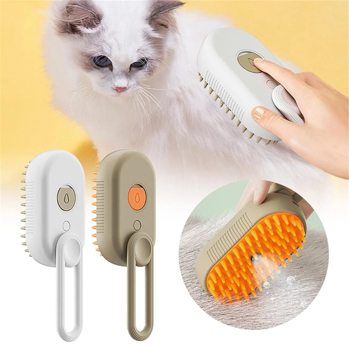 HITL スチームブラシ スチームキャッツコーム ウォータースチームキャットブラシ 電動スプレー ヘアブラシ 猫マッサージ グルーミング 毛取りコーム