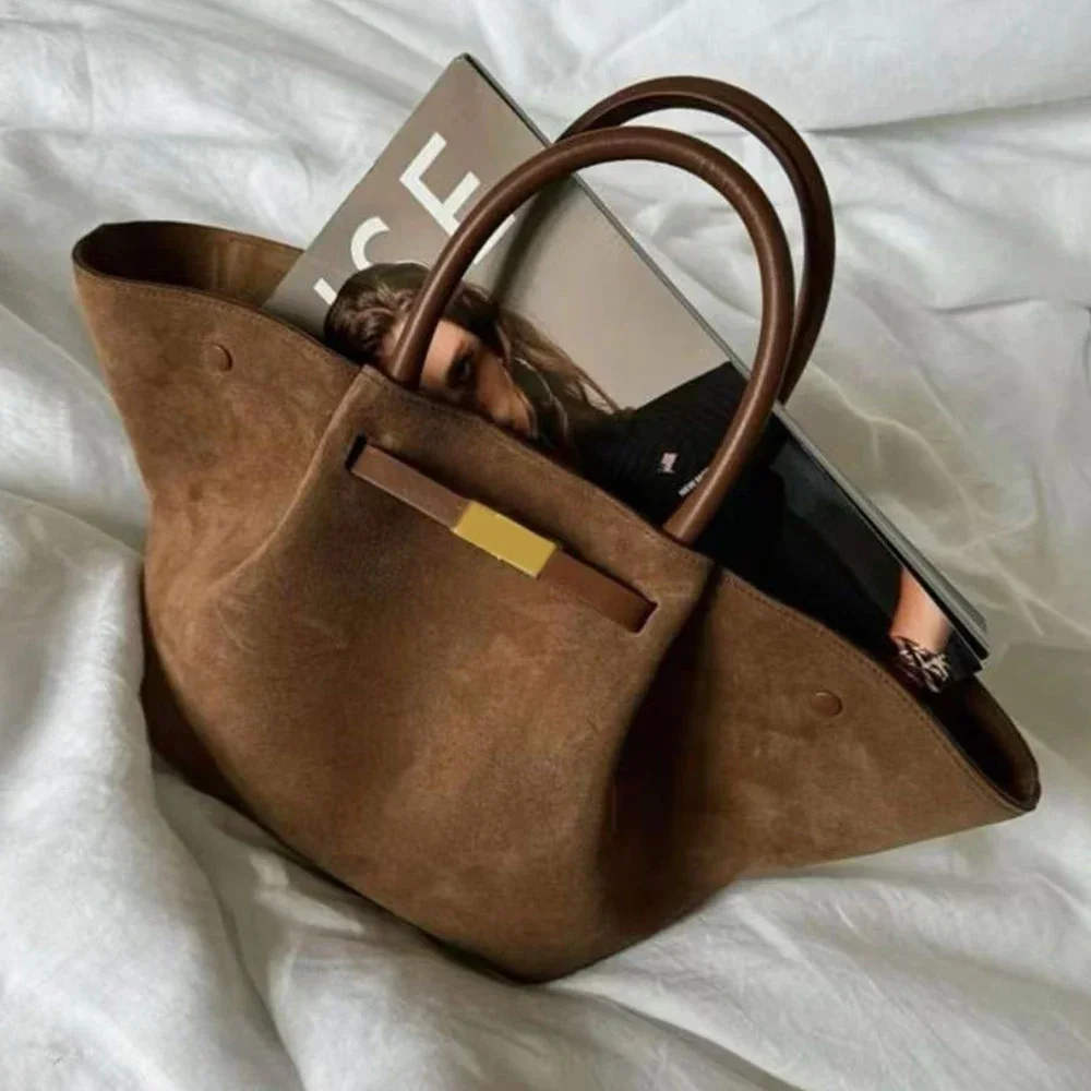 Bolso de mano de diseñador de lujo para mujer, bolso de hombro de gamuza de gran capacidad, novedad de 2025, bolsos de mano de alta calidad para mujer, bolso con alas, bolso femenino