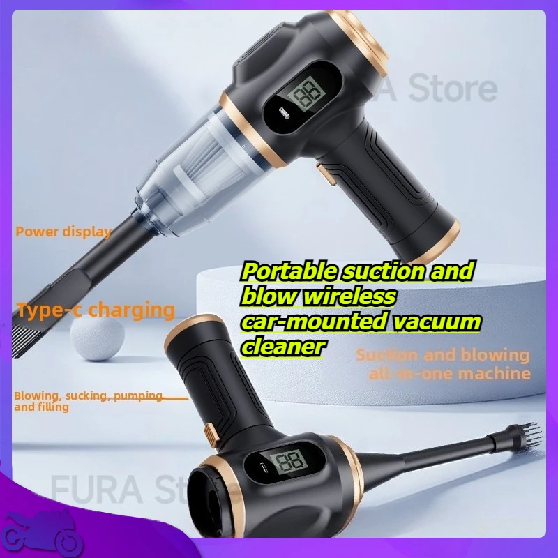 

Portable wireless car vacuum cleaner, handheld household appliance, powerful cleaning machine, suction and blow unit