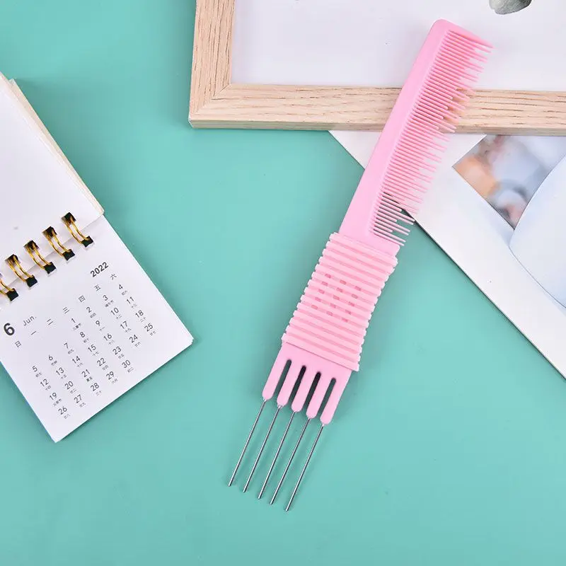 Men's Oil Head Curly Comb Double Side Steel Needle Fork Comb Barber Salon Hairdressing Tool